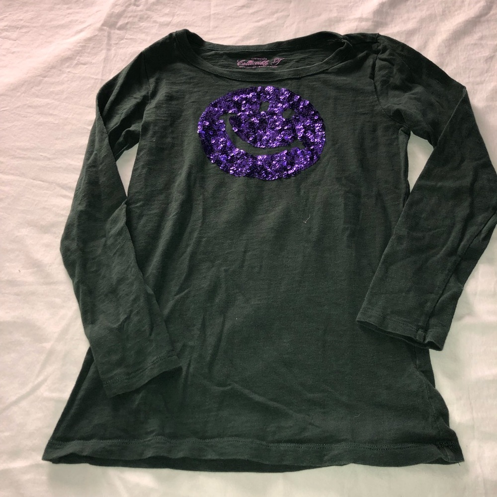 Super cute girls crewcuts green smiley shirt. Size 14.